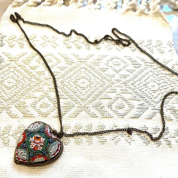 Mosaic heart Vintage necklace - Picture 3 of 3